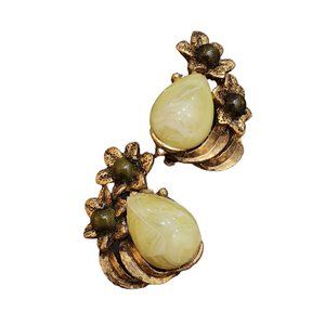 Vintage Signed Selini Acrylic Clip Earrings (A1974)